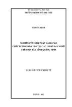 Luận án nghiên cứu giải pháp nâng cao chất lượng đào tạo tại các cơ sở dạy nghề tỉnh quảng ninh