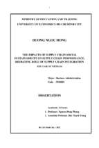 Luận án mối liên hệ giữa phát triển bền vững xã hội và hiệu quả hoạt động trong chuỗi cung ứng, vai trò trung gian của liên kết trong chuỗi cung ứng trường hợp nghiên cứu tại việt nam.