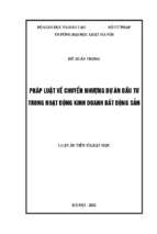 Luận án pháp luật về chuyển nhượng dự án đầu tư trong hoạt động kinh doanh bất động sản
