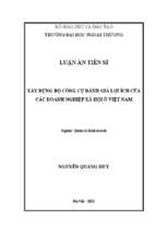 Luận án xây dựng bộ công cụ đánh giá lợi ích của các doanh nghiệp xã hội ở việt nam