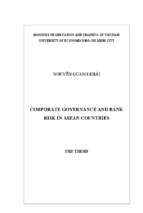 Luận án cơ chế quản trị và rủi ro ngân hàng ở khu vực asean
