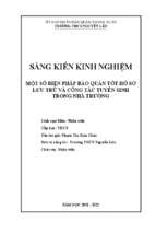 Skkn một số biện pháp bảo quản tốt hồ sơ lưu trữ và công tác tuyển sinh trong nhà trường