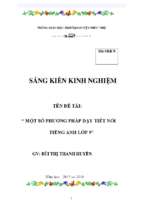 Skkn một số phương pháp dạy tiết nói tiếng anh 9