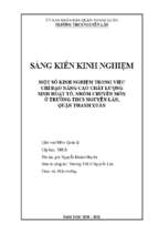 Skkn một số kinh nghiệm trong việc chỉ đạo nâng cao chất lượng sinh hoạt tổ, nhóm chuyên môn ở trường thcs