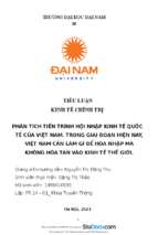 Phân tích tiến trình hội nhập kinh tế quốc tế của việt nam trong giai đoạn hiện nay, việt nam cần làm gì để hòa nhập mà không hòa tan vào kinh tế thế giới