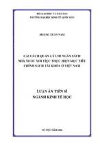 Luận án cải cách quản lý chi ngân sách nhà nước với việc thực hiện mục tiêu chính sách tài khóa ở việt nam