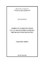 Luận án nghiên cứu marketing nội bộ của các doanh nghiệp ngành may trên địa bàn tỉnh thái nguyên