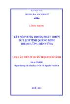 Luận án kết nối vùng trong phát triển du lịch tỉnh quảng bình theo hướng bền vững