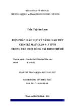 Biện pháp giáo dục kỹ năng giao tiếp cho trẻ mẫu giáo 4  5 tuổi trong trò chơi đóng vai theo chủ đề