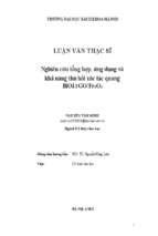 Nghiên cứu tổng hợp, ứng dụng và khả năng thu hồi xúc tác quang bioirgofe3o4