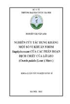 Nghiên cứu tác dụng kháng một số vi khuẩn nhóm staphylococcus của các phân đoạn dịch chiết của lở leo (cnestis palala (lour.) merr.)