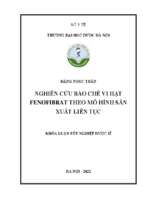 Nghiên cứu bào chế vi hạt fenofibrat theo mô hình sản xuất liên tục