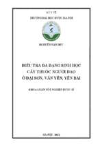 Điều tra đa dạng sinh học cây thuốc của người dao ở đại sơn, văn yên, yên bái