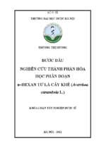 Bước đầu nghiên cứu thành phần hóa học phân đoạn n–hexan từ lá cây khế (averrhoa carambola l.)