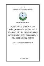 Nghiên cứu in silico mối liên quan giữa thành phần hóa học và tác dụng sinh học định hướng điều trị covid 19 của một số cây thuốc