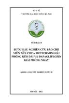 Bước đầu nghiên cứu bào chế viên nén chứa metformin giải phóng kéo dài và dapagliflozin giải phóng ngay