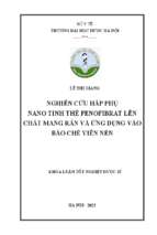 Nghiên cứu hấp phụ nano tinh thể fenofibrat lên chất mang rắn và ứng dụng vào bào chế viên nén