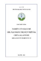 Nghiên cứu bào chế gel tạo màng trị mụn trên da chứa allantoin