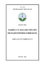 Nghiên cứu bào chế viên nén diltiazem hydroclorid 60 mg