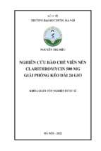 Nghiên cứu bào chế viên nén clarithromycin 500 mg giải phóng kéo dài 24 giờ