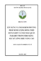 Xây dựng và thẩm định phương pháp định lượng đồng thời rupatadin và chất bảo quản paraben trong siro bằng sắc ký lỏng hiệu năng cao