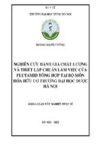 Nghiên cứu đánh giá chất lượng và thiết lập chuẩn làm việc của flutamid tổng hợp tại bộ môn hóa hữu cơ trường đại học dược hà nội