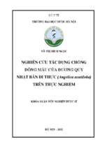 Nghiên cứu tác dụng chống đông máu của đương quy nhật bản di thực (angelica acutiloba) trên thực nghiệm