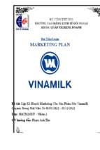 Lập kế hoạch marketing cho sản phẩm sữa vinamilk