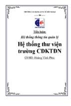 Tiểu luận hệ thống thông tin quản lý hệ thống thư viện trường cđktđn