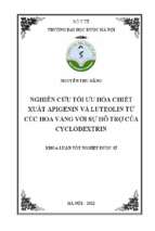 Nghiên cứu tối ưu hóa chiết xuất apigenin và luteolin từ cúc hoa vàng với sự hỗ trợ của cyclodextrin