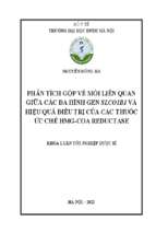 Phân tích gộp về mối liên quan giữa các đa hình gen slco1b1 và hiệu quả điều trị của các thuốc ức chế hmg   coa reductase