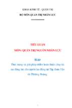 Thực trạng và giải pháp nhằm hoàn thiện công tác tạo động lực cho người lao động tại tập đoàn vận tải phượng hoàng