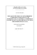 Phân lập, tuyển chọn các chủng probiotic từ heo rừng có khả năng ức chế escherichia coli và salmonella typhimurium và đánh giá đáp ứng sinh miễn dịch của chúng trên mô hình tế bào caco 2 