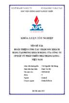 Hoàn thiện công tác chăm sóc khách hàng tại phòng khách hàng của công ty cổ phần đầu tư phát triển nhà thăng long – việt nam
