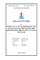 Nghiên cứu các yếu tố ảnh hưởng đến chất lượng dịch vụ giao nhận hàng hóa nhập khẩu bằng đường biển của công ty cổ phần tiếp vận hp