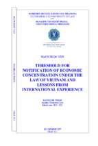 Threshold for notification of economic concentration under the law of vietnam and lessons from international experience
