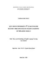 Quy nhon university 3rd year english majors' perceptions of online learning of speaking skills