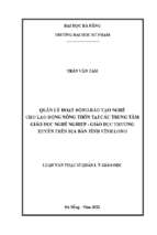 Quản lý hoạt động đào tạo nghề cho lao động nông thôn tại các trung tâm giáo dục nghề nghiệp   giáo dục thường xuyên trên địa bàn tỉnh vĩnh long