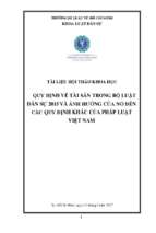 Quy định về tài sản trong bộ luật dân sự 2015 và ảnh hưởng của nó đến các quy định khác của pháp luật việt nam