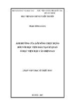 Ảnh hưởng của lối sống thực dụng đối với học viên đào tạo sĩ quan ở học viện hậu cần hiện nay