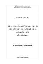 Giải pháp nâng cao năng lực cạnh tranh của công ty cổ phần bê tông biên hòa   bcc đến năm 2020 