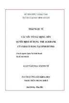Các yếu tố tác động đến quyết định sử dụng thẻ agribank của khách hàng tại bình dương 