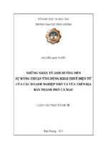 Những nhân tố ảnh hưởng đến sự đồng thuận ứng dụng khai thuế điện tử của các doanh nghiệp nhỏ và vừa trên địa bàn thành phố cà mau 