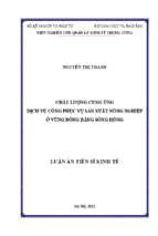 Luận án chất lượng cung ứng dịch vụ công phục vụ sản xuất nông nghiệp ở vùng đồng bằng sông hồng