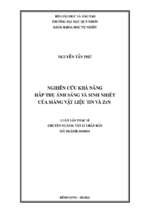 Nghiên cứu khả năng hấp thụ ánh sáng và sinh nhiệt của màng vật liệu tin và zrn