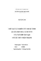 Chế tạo và nghiên cứu thuộc tính quang điện hóa tách nước của vật liệu zno ag2s có cấu trúc phân nhánh