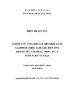 Nghiên cứu tổng hợp vật liệu trên cơ sở graphene oxide dạng khử biến tính định hướng ứng dụng trong xử lý nước nuôi thủy sản