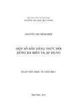 Một số bất đẳng thức đối xứng ba biến và áp dụng