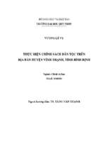 Thực hiện chính sách dân tộc trên địa bàn huyện vĩnh thạnh, tỉnh bình định