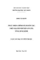 Thực hiện chính sách dân tộc trên địa bàn huyện an lão, tỉnh bình định